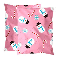 Pink Snowman Christmas Poly Mailers Size 10x13 Shipping Bags
