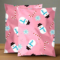 Pink Snowman Christmas Poly Mailers Size 10x13 Shipping Bags