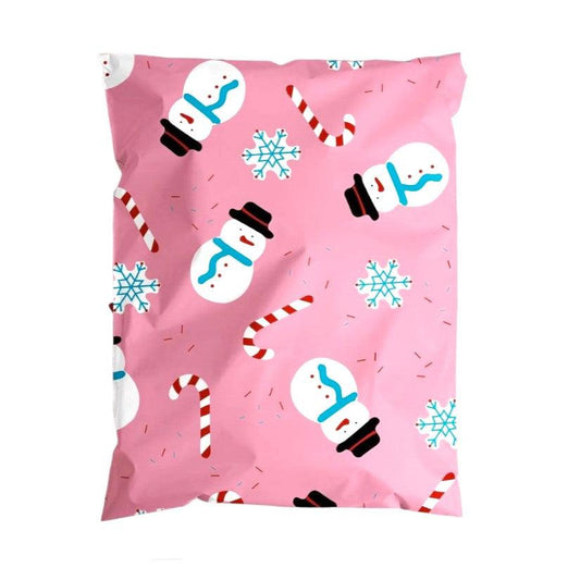 Pink Snowman Christmas Poly Mailers Size 10x13 Shipping Bags