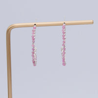 Pink Tourmaline Sterling Silver Hoop Earrings Petite