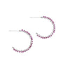 Pink Tourmaline Sterling Silver Hoop Earrings Petite