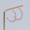 Pink Tourmaline Sterling Silver Hoop Earrings Petite