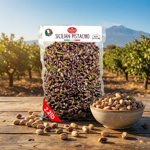 Gusto Etna Certified Sicilian Pistachios from Bronte – Raw, Shelled, Unsalted – 2.2 lb