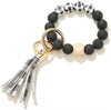 Plaid Black White Wristlet Keychain Bracelet