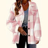 Plaid Pattern Button Front Jacket, Elegant Long Sleeve Warm Outerwear For Fall & Winter