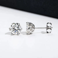 1ct-4ct D Color VVS1 3EX Round Moissanite Stud Earrings Platinum Plated 925