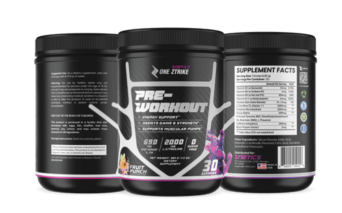 Pre-Workout Fruit Punch | Creatine, Nitric Oxide & Amino Acids | ONE ZTRIKE by ZNETICS