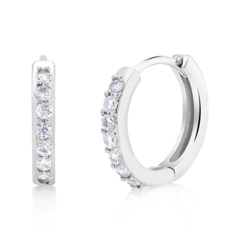 Cubic Zirconia Gold Plated Huggie Earrings