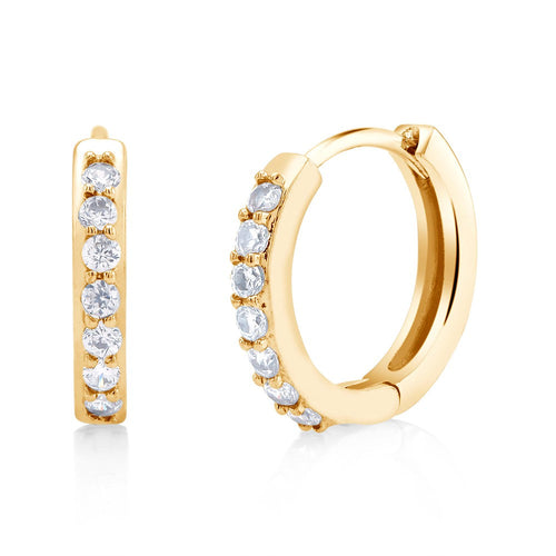 Cubic Zirconia Gold Plated Huggie Earrings
