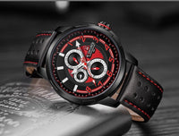 Sport Watches For Man Waterproof Watch Analog Quartz Leather Band Date Calendar  Unique Wristwatch  Perfect Gift