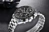 New Men Silver Blue Watch Business Analog Chronogragh Full Steel Luxury Casual Male Waterproof Sports Design Watches