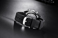 New Men Silver Blue Watch Business Analog Chronogragh Full Steel Luxury Casual Male Waterproof Sports Design Watches
