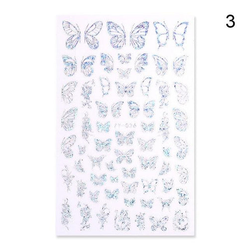 Blue Butterfly 3D Nail Stickers Flowers Leaves Self Adhesive Transfer Sliders Wraps Manicures Foils Decorations Decoration Tattoo Manicure Transfer Nail Decals Flowers Butterfly Designs Nails Supply Manicure Tips Design Nail Decoration