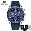 New Men Silver Blue Watch Business Analog Chronogragh Full Steel Luxury Casual Male Waterproof Sports Design Watches