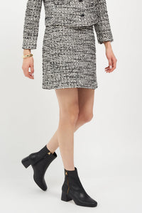 Arina Dress Ankle Bootie with a Block Heel in Black Leather