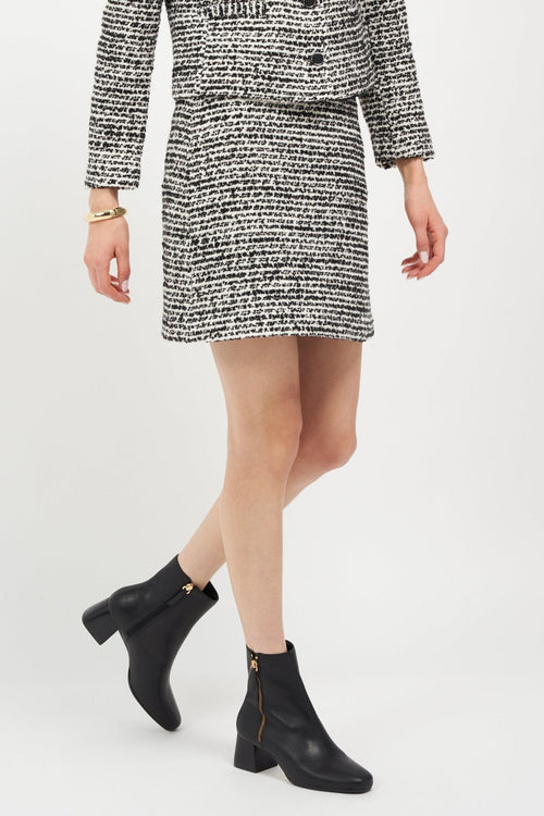 Arina Dress Ankle Bootie with a Block Heel in Black Leather