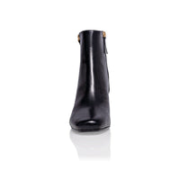 Arina Dress Ankle Bootie with a Block Heel in Black Leather