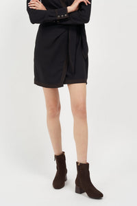Arina Dress Ankle Bootie with a Block Heel in Café