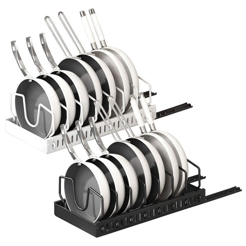 Pull Out Pots and Pans Organizer with 8 Adjustable Dividers
