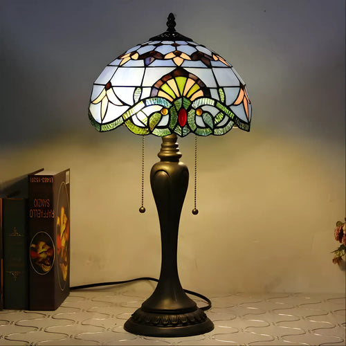 Purple Tiffany-Style Lamp in Baroque Glass Style