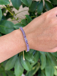 Purple Crystal Adjustable Box Chain Bracelet For Women