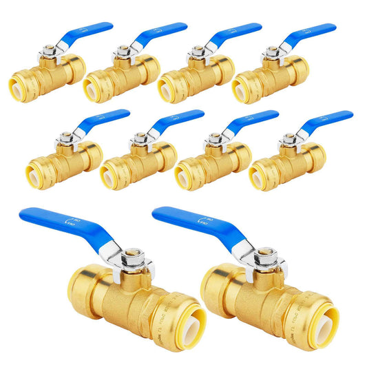 10 Pcs 1" Push Fit Ball Valve, Blue (Lead Free)