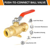 3/4" Push Fit Ball Valve With Drain Drop Ear, Red Lever (Lead Free)