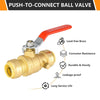10 Pcs 3/4" Push Fit Ball Valve With Drain, Red Lever (Lead Free)