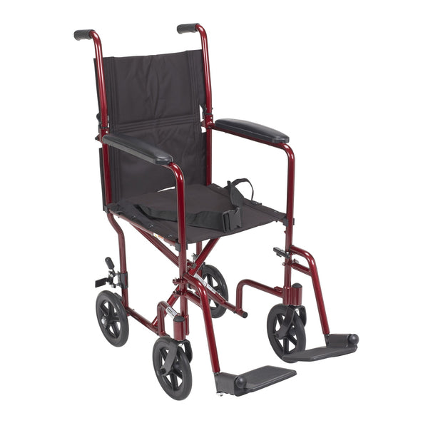 Lightweight Transport Wheelchair, 17" Seat, Red RIO Medical Supplies