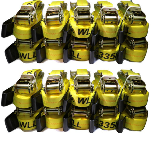 QTY 100 - 2" X 27 Ft. Ratchet Strap w/ Flat Hooks