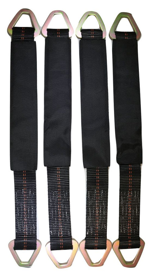 24 Inch Axle Straps Auto Car Hauler Tie Downs Tow Wrecker 4 PACK | BLACK RatchetStrap.Com