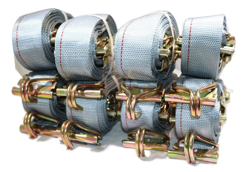 2" x 16 Ft Van Ratchet Straps E-Track w/ Spring E Fittings & Wire J Hooks | 8 PACK RatchetStrap.Com