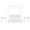Queen Size Canopy Bed with 2 Nightstands