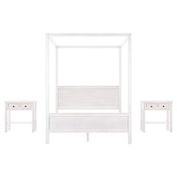 Queen Size Canopy Bed with 2 Nightstands