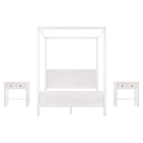 Queen Size Canopy Bed with 2 Nightstands