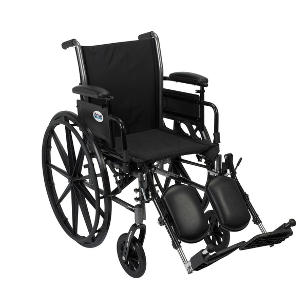Cruiser III Light Weight Wheelchair with Flip Back Removable Arms, Adjustable Height Desk Arms, Elevating Leg Rests, 20" RIO Medical Supplies