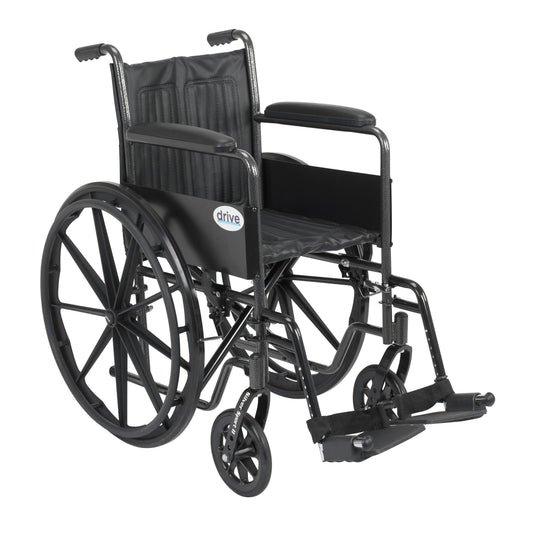 Silver Sport 2 Wheelchair, Non Removable Fixed Arms, Swing away Footrests, 18" Seat RIO Medical Supplies