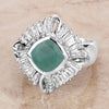 "2.57 Carat Genuine Emerald, White Topaz and White Diamond .925 Sterling Silver Ring