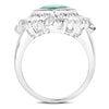 "2.57 Carat Genuine Emerald, White Topaz and White Diamond .925 Sterling Silver Ring