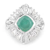"2.57 Carat Genuine Emerald, White Topaz and White Diamond .925 Sterling Silver Ring