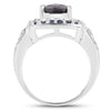 "3.58 Carat Genuine Labradorite, Blue Sapphire and White Topaz .925 Sterling Silver Ring