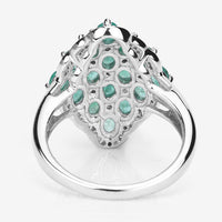 2.68 Carat Genuine Zambian Emerald and White Zircon .925 Sterling Silver Ring
