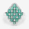 2.68 Carat Genuine Zambian Emerald and White Zircon .925 Sterling Silver Ring