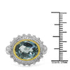 Two Tone Plated 5.01 Carat Genuine Blue Topaz & White Topaz .925 Sterling Silver Ring