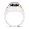 Two Tone Plated 5.51 Carat Genuine Smoky Quartz and White Topaz .925 Sterling Silver Ring
