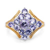 Two Tone Plated 1.67 Carat Genuine Tanzanite .925 Sterling Silver Ring