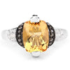 "2.83 Carat Genuine Citrine, Champagne Diamond and White Diamond .925 Sterling Silver Ring
