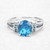 2.72 Carat Genuine London Blue Topaz and Blue Diamond .925 Sterling Silver Ring