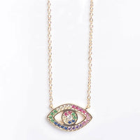 Rainbow CZ Eye Necklace