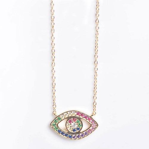 Rainbow CZ Eye Necklace